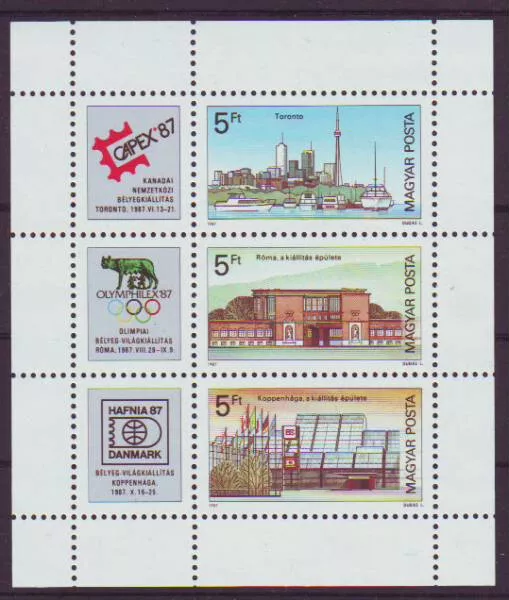 HUNGARY - 1987. International Stamp Exhibitions S/S - MNH