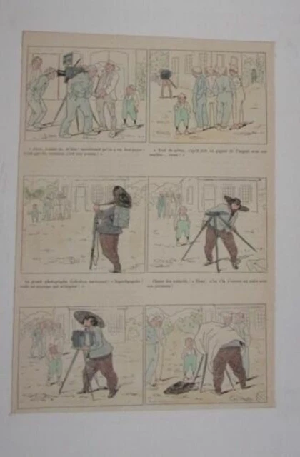 GRAVURE SUR BOIS COULEUR 19ème LE PHOTOGRAPHE