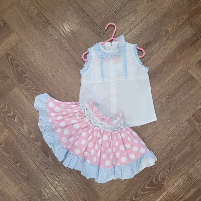 Girls Spanish Dolce Nana Pink Frill Rara skirt  Lace top Age 5 Romany outfit