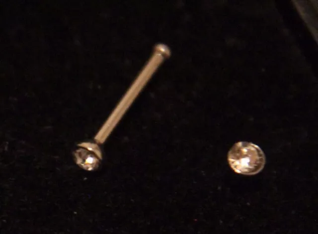 1 5 10 Bulk Nose Bone Stud Straight Stem 2mm Crystal Gem Bar Screw Ring Jewelry 2