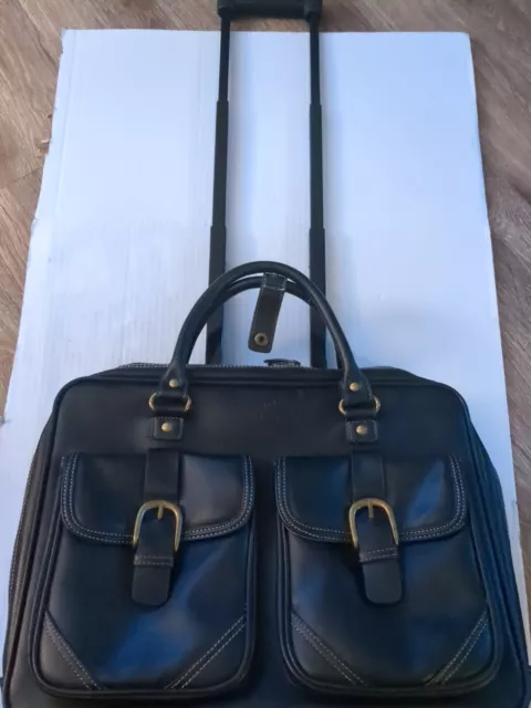 Franklin Covey Faux Leather Rolling Briefcase Carry On Travel Laptop Bag Black