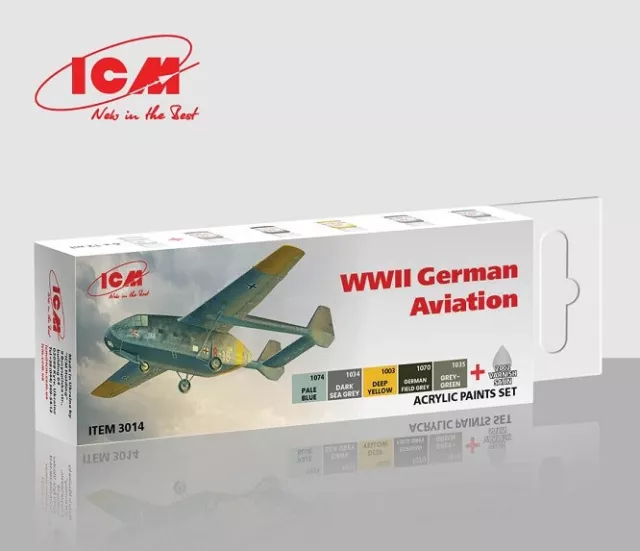 ICM 3014 - Set vernici acriliche per l'aviazione tedesca dopo il 1943 6x12 ml - nuovo