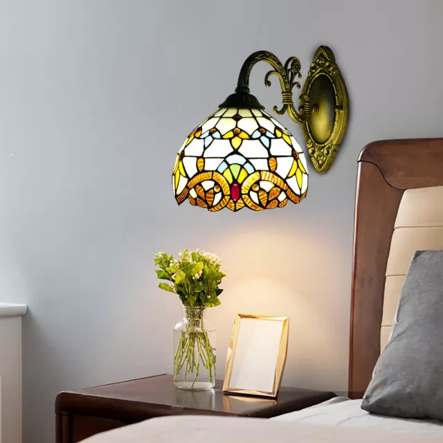 Retro Wandleuchte Landhausstil Tiffany Wandlampe Schlafzimmer Nachttischlampe DE