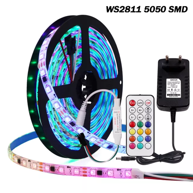 1-5m WS2811 LED Stripe RGB Leiste Streifen 5050 12V IC Adressierbar Lichterkette