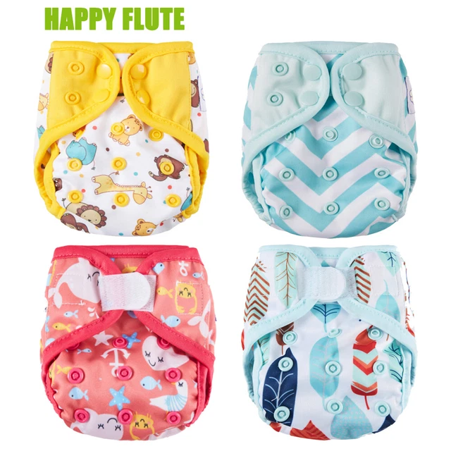 Newborn Baby Diaper Cover Happy Flute Cloth Diaper Double Guessts Fit 4-11 LBS
