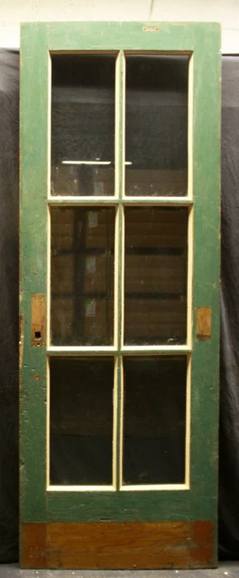 30"x84"x1.75" Antique Vintage SOLID Wood Wooden French Door Window Wavy Glass