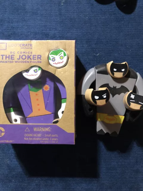 DC Comics Batman Joker Painted Wooden Figure Loot Crate Exclusive New And Opened