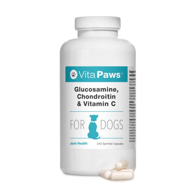 VitaPaws™ Glucosamin, Chondroitin & Vitamin C für Hunde - 120 Streukapseln