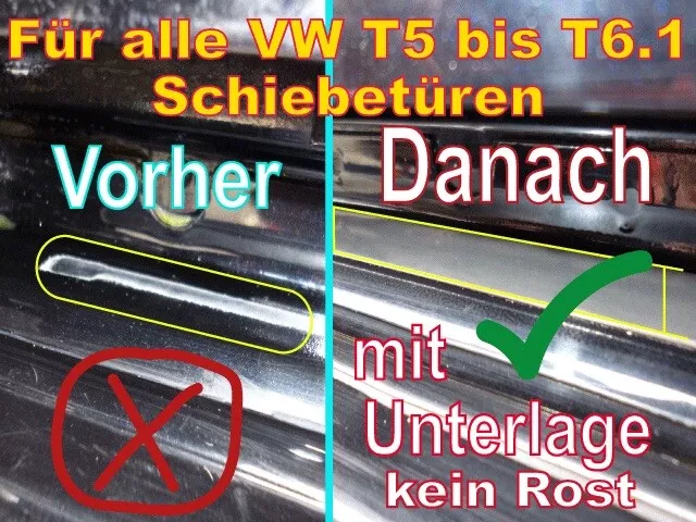 VW T5 T6 T6.1 Set Unterlage LI&RE  für Schiebetüren Laufrolle Lack & Rostschutz