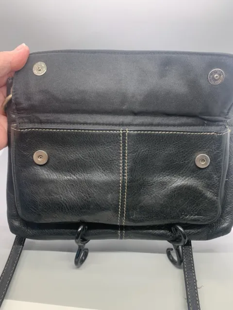 Fossil Black Leather Crossbody Bag Shoulder Handbag