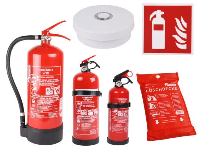 Brandschutz Rauchmelder/Löschdecken/Piktogramme/Feuerlöscher (Pulver/Schaum/CO2)