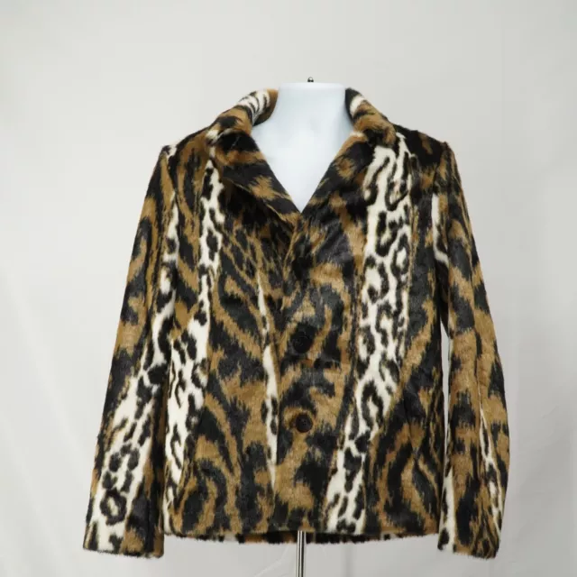 Neil Barrett Leopard Jacket Coat Tan and White Faux-Fur Size 48 Eco