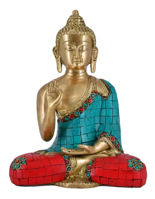 Whitewhale Brass Buddha Statue Blessing Murti Home Decor Entrance Office Decor