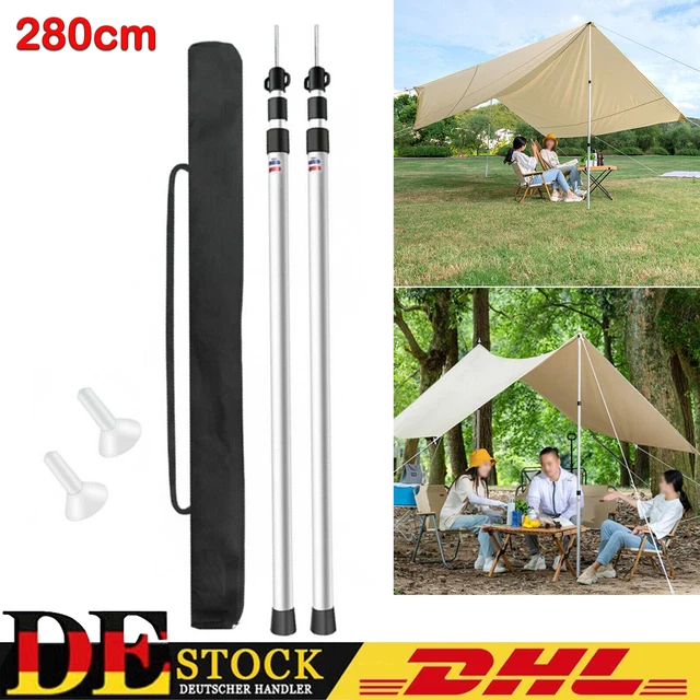 2X ZELTSTANGEN TELESKOP Tarpstange Sonnensegel Stange Alu