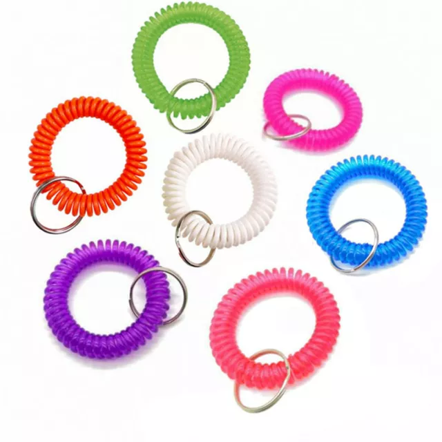 2/5PCS Spiral Wrist Coil Keychain Spring Key Chain Holder Keyring Wristband