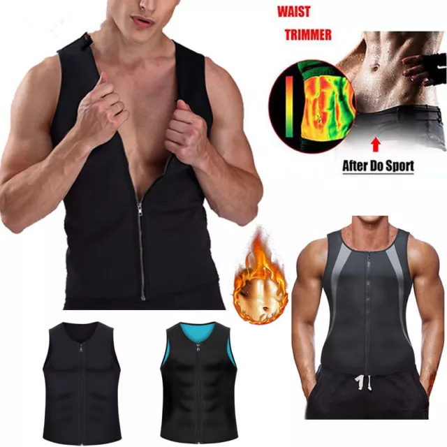 Uomo Sauna Abito Felpa Gilet Girovita Sportivo Modellante Compressione Tank Top
