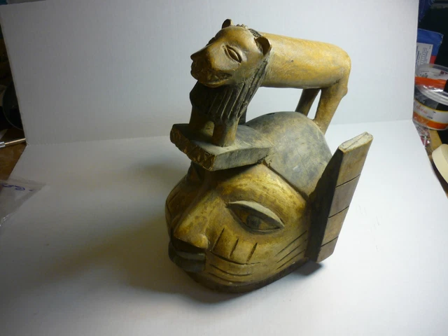 Antique African carved wooden mask