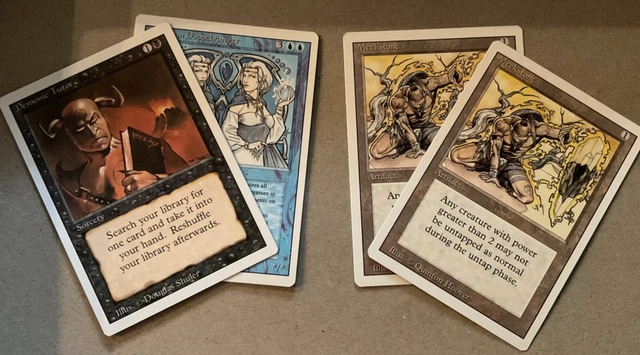 MTG Revised Demonic Tutor, Vesuvan Doppelganger, Meekstone (x 2) MTG Revised Demonic Tutor, Vesuvan Doppelganger, Meekstone (x 2)