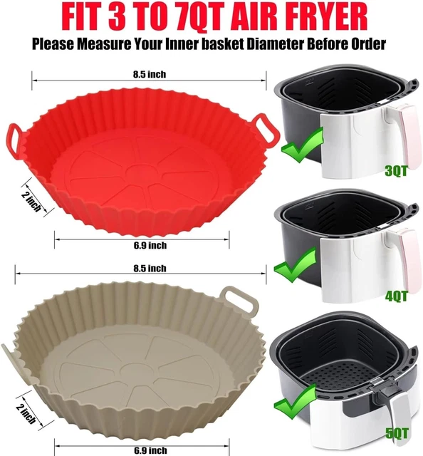 thumbnail image 2 of EEEKit 2-Pack Air Fryer Silicone Liners – Non-Stick, Reusable, BPA Free – 7 Inch 2 of 5