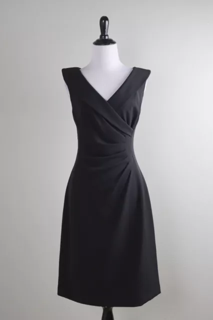 TAHARI Arthur S. Levine ASL $128 Solid Black Pleated Collared Dress Size 10