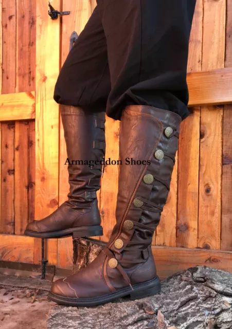 Black Aristocrat Nobleman Renaissance Fair Costume Mens Medieval Knight Boots