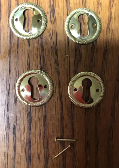 1” Round Keyhole Cover Plate Escutcheon Furniture Brass Key Hole Lock Plate