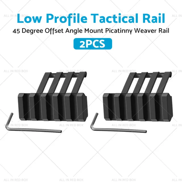 2PCS Low Profile Tactical 45 Degree Offset Angle Mount Picatinny Weaver Rail