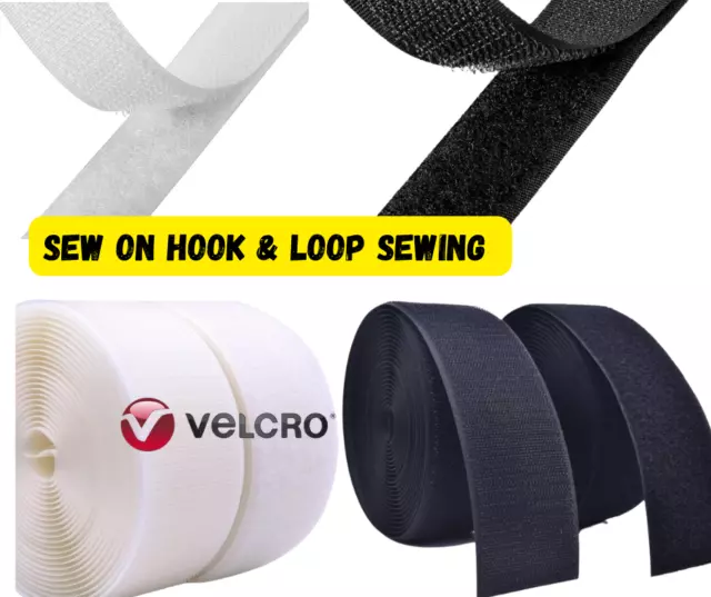 VELCRO® Sew On  Hook & Loop (set) Sewing-On Fabric Brand Tape Black White