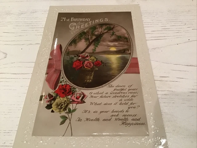 Vintage Post Card. Real Photograph. 21st Birthday. Rotary Rajar Bromide.