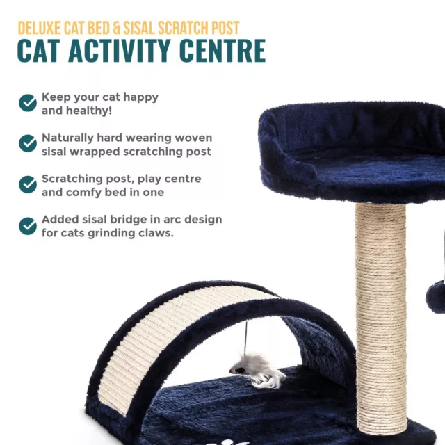 Cat Canopy Kitten Tree Activity Centre Scratch Scratching Post Climbing Toy Bed