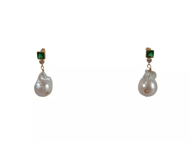 ANNI LU Ladies Gold Plated Pearl Drop Acetate Gemstone Earrings One Size NEW