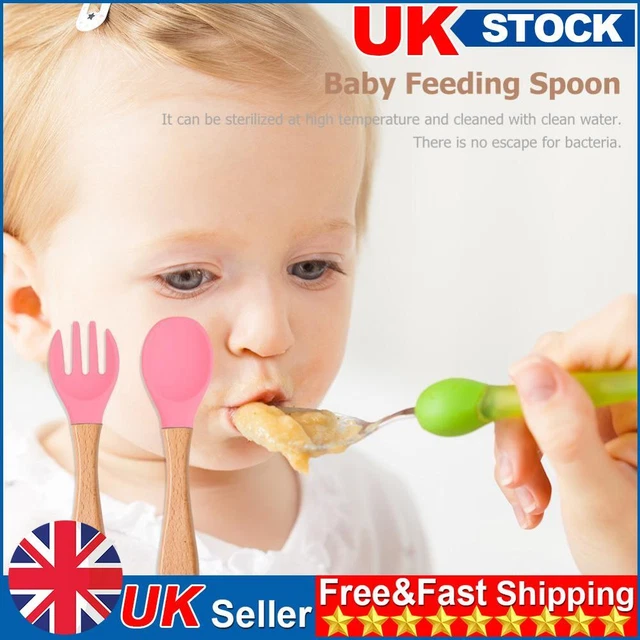 Baby Wooden Silicone Feeding Spoon Toddlers BPA-free Tableware (14)