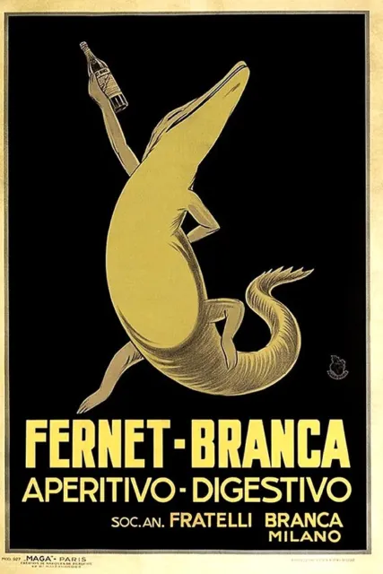 Poster Manifesto Locandina Pubblicitaria d'Epoca Stampa Vintage Fernet Branca