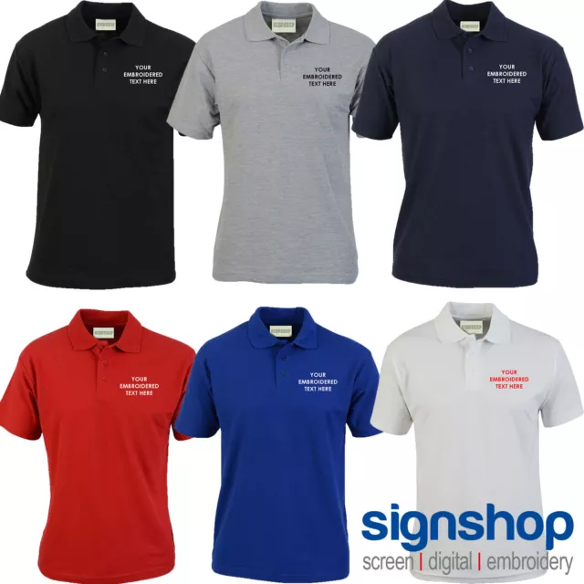 Custom Embroidered Polo Shirt Personalised with your Text or Logo - SS212