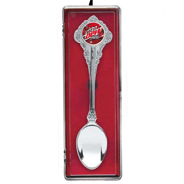 Mt Dew Code Red Spoon Collectors Souvenir with hanging display case