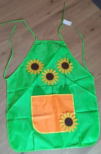 Kinder Mal Schürze mit Sonnenblumen Bauchtasche Grün