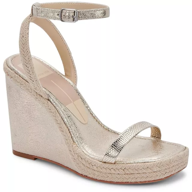 Dolce Vita Aurora Gold Metallic Stella Ankle Strap Wedge Heeled Sandals Size 8