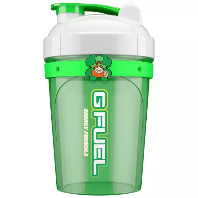 G Fuel Día de San Patricio Verde Limo Duende Duende Doodlez Dije Taza Agitadora 16 oz