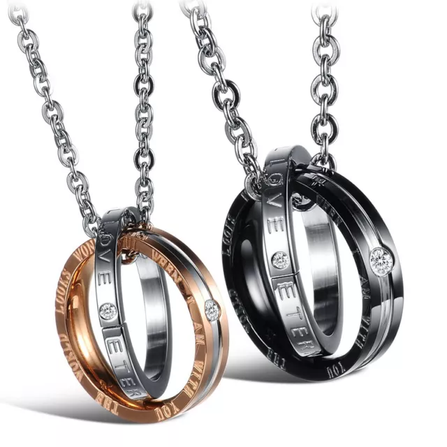 Stainless Steel Couple's Pendant Necklace Fashion Jewelry Gift for Women Men