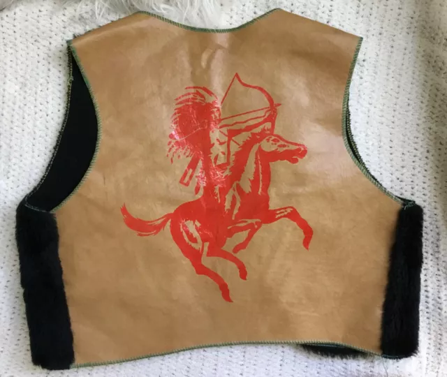 Vintage Children's Cowboy Indian & Horse Western Vest - Size Small