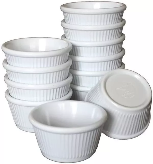 24x Fluted Melamine Ramekin White 1oz, 1.5oz, 2oz  Plastic Sauce Pot Pots