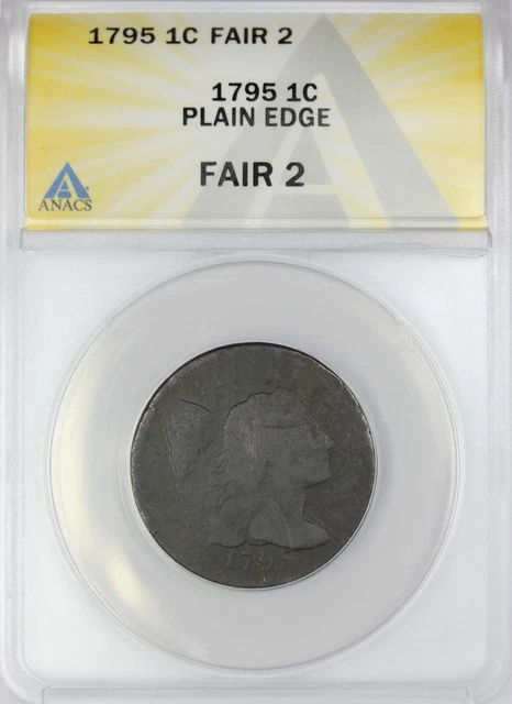 1795 Large Cent Plain Edge - ANACS F2