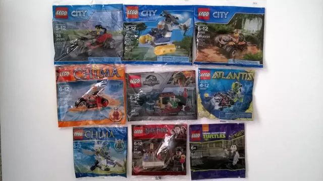 Lego Polybag Lot of 9 City Chima Jurassic World Atlantis Harry Potter TMNT NEW