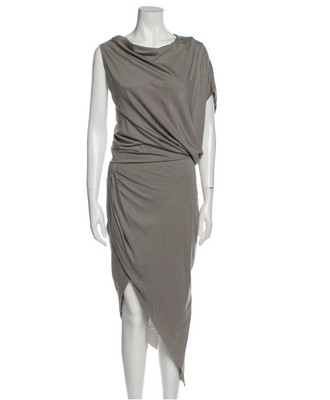 Helmut Lang Womens Sleeveless Pencil Shift Dress Slate Green Cowl Size P Small