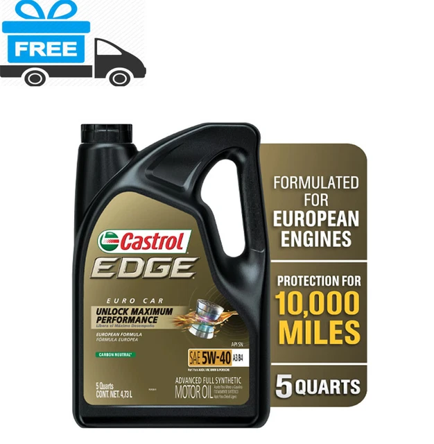 CASTROL EDGE 5W-40 A3/B4 Advanced Full Synthetic Motor Oil, 5 Quarts ...