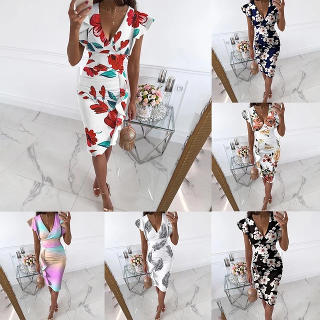 Bodycon Vestito Sera Festa Scollo V Traspirante Cocktail Durevole Elegante