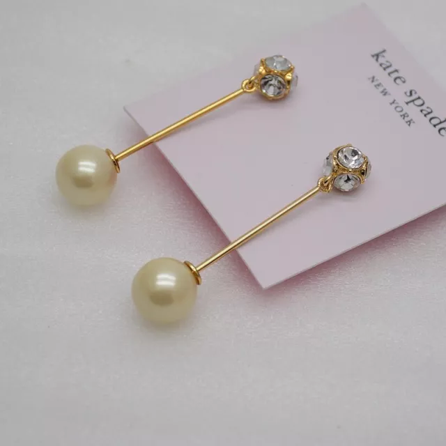 Kate spade jewelry Gold Tone Unique Pearl CZ ball Post Stud drop dangle earrings