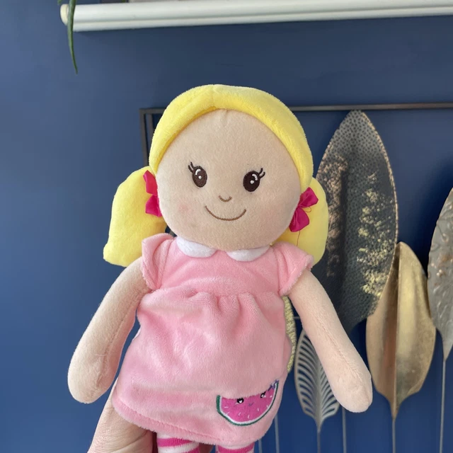 ARGOS CHAD VALLEY Deluxe Rag Doll Soft Toy Blonde Hair Watermelon Pink