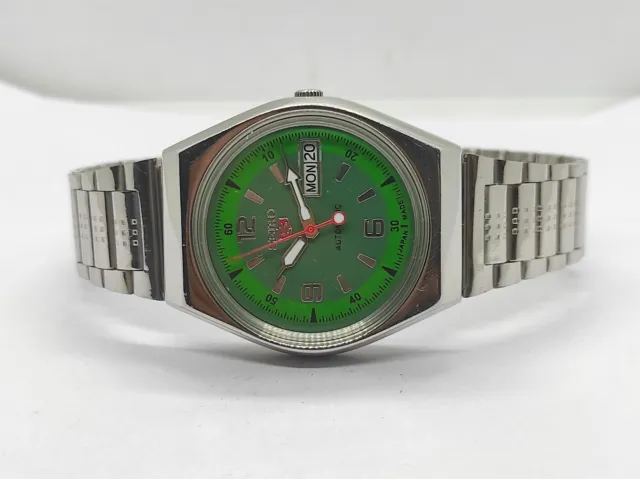 Seiko 5 Automatic watch cal-6309 17Jewel Green dial Steel Strap wrist watch