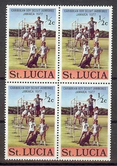 St Lucia 1977 Sc# 419 Tapion Boy scouts Caribbean Jamboree Jamaica block 4 MNH